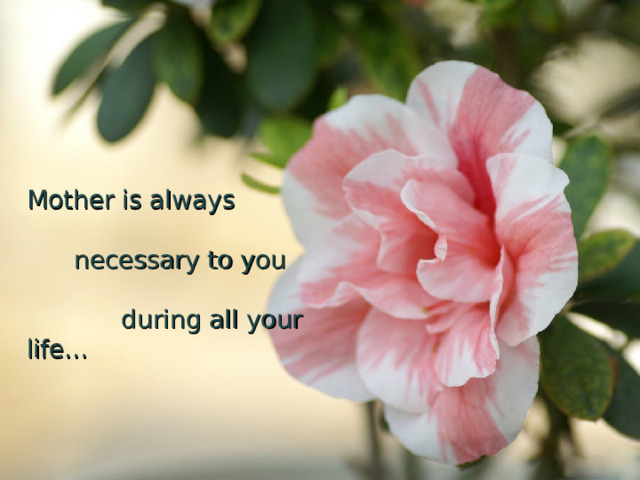 Mother is always  necessary to you  during all your life… 