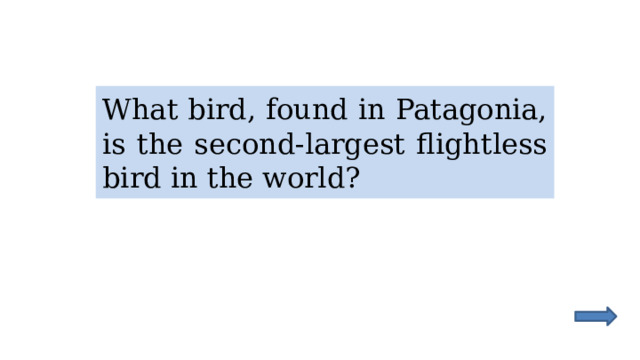 What bird, found in Patagonia, is the second-largest flightless bird in the world? 