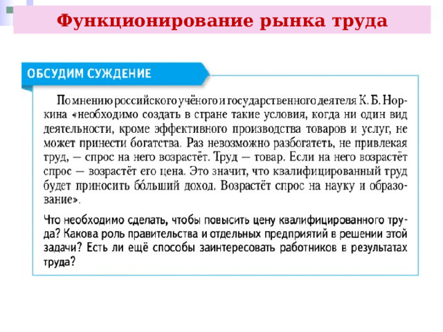 Функционирование рынка труда 