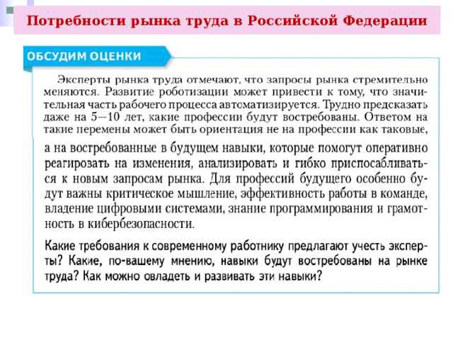 Потребности рынка труда в Российской Федерации 