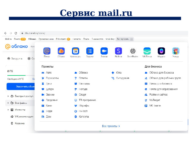 Сервис mail.ru 