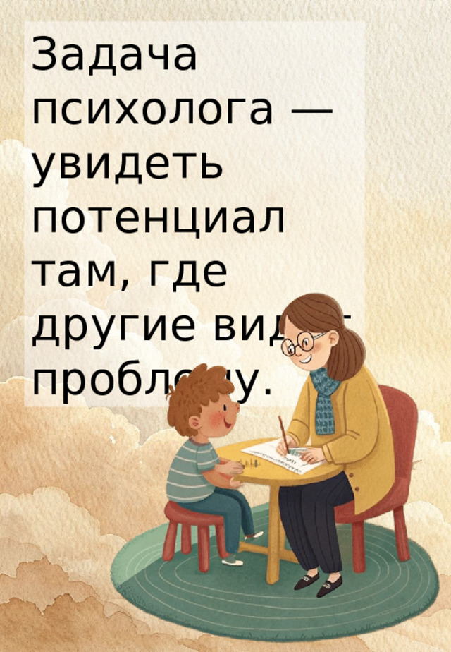 Задача психолога — увидеть потенциал там, где другие видят проблему. 