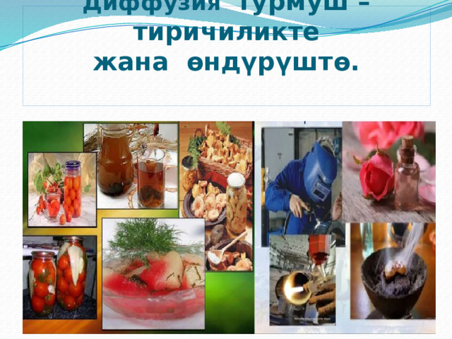        Диффузия турмуш – тиричиликте  жана ө нд ү р ү шт ө .   