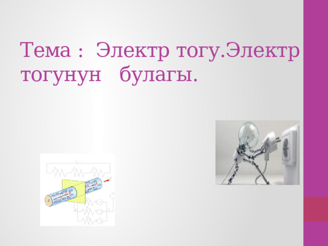 Тема : Электр тогу.Электр тогунун булагы. 
