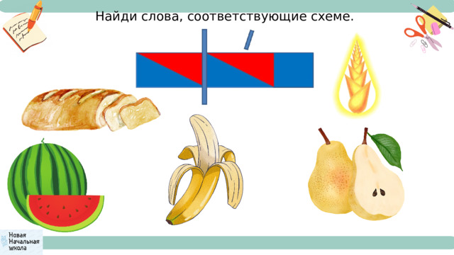 Найди слова, соответствующие схеме. 