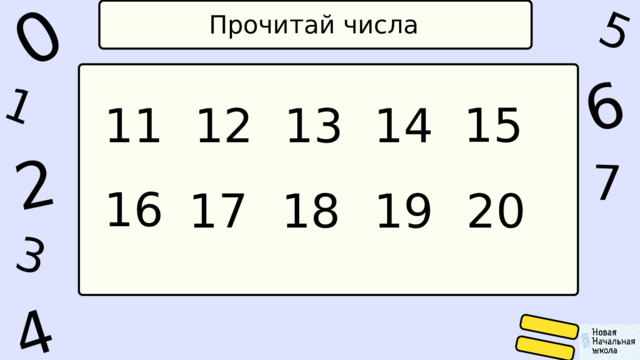 1 0 5 4 2 6 7 3 Прочитай числа 15 14 13 12 11 16 17 18 19 20 