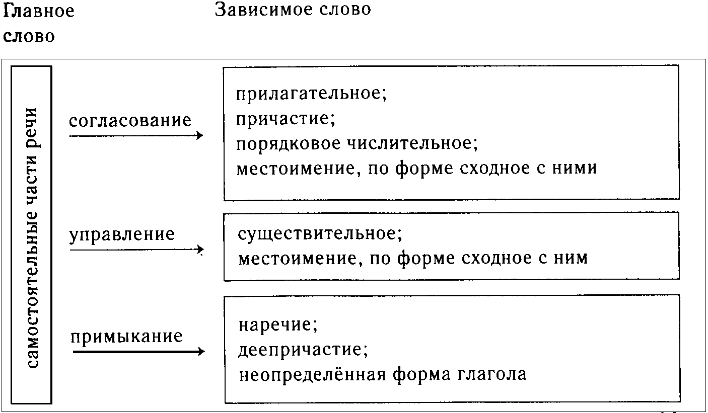 Виды словосочетаний примыкание управление