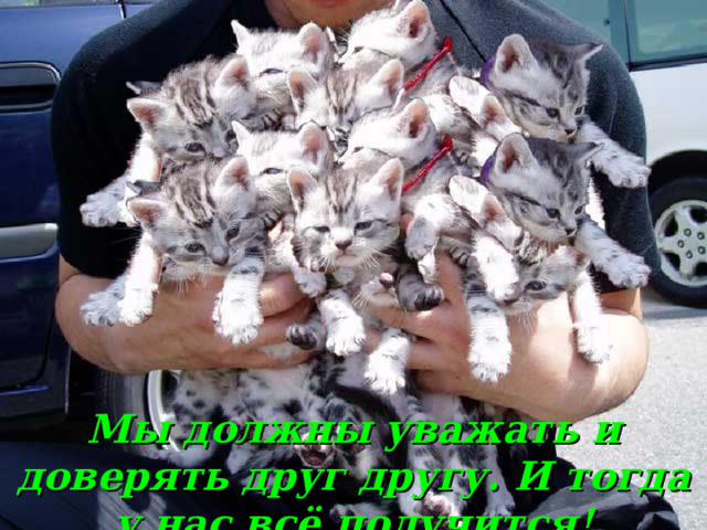 Мы должны уважать и доверять друг другу. И тогда у нас всё получится! 