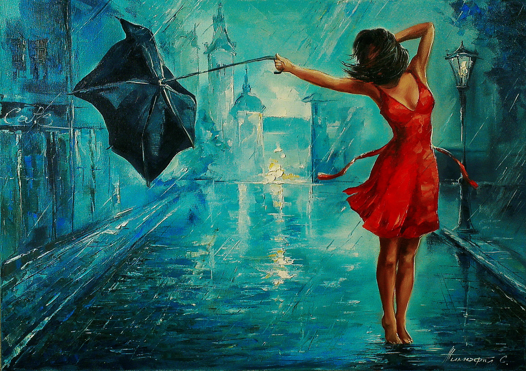 За что вас любят. Танцы под дождем. Под дождем. Девушка танцует под дождем. Картина девушка с зонтом под дождем.