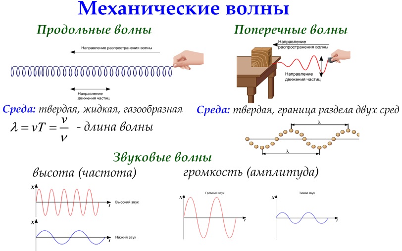 Распределите приведенные примеры по группам продольные волны