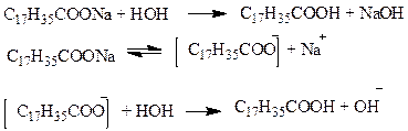 Напишите уравнение реакции гидролиза мыла запишите наблюдения