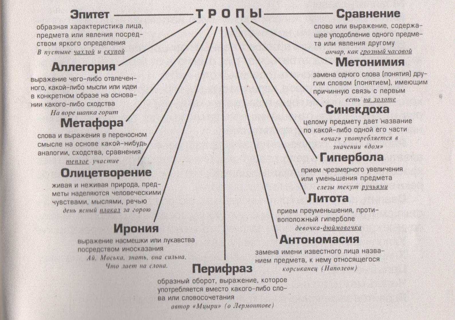 Русский язык. Изобразительно-выразительные средства русского языка. Теория.